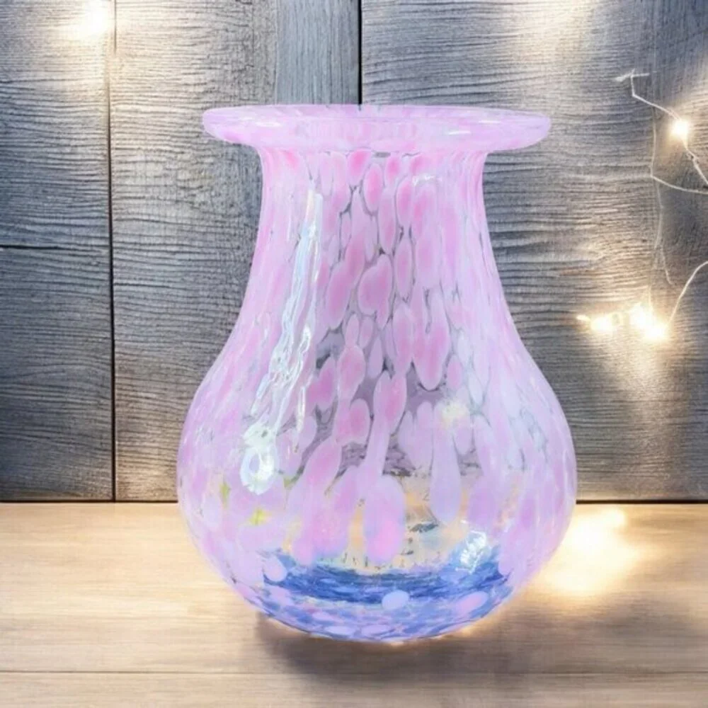 Kosta Boda Sweden‎ Hand Blown Small Mini Vase Vessel Multicolor Speckled Signed